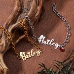 Personalizada occidental sombrero de vaquero Corazón Nombre pulsera con piedra de cumpleaños Aniversario Regalo para vaquera