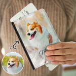 Personalized Watercolour Photo Pet Portrait Passport Cover with Name Birthday Travel Gift for Pet Lover