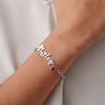 Personalizada occidental sombrero de vaquero Corazón Nombre pulsera con piedra de cumpleaños Aniversario Regalo para vaquera