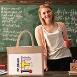 Personalised Cute Graffiti Stationery Jute Tote Bag with Name Initial Teacher’s Day School Season Gift for Teacher