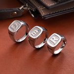 Personalisierte eingraviert Unisex Sterling Silber Initial Signet Ring Geburtstag Geschenk für Familie