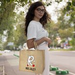 Personalisierte Graffiti Bleistift Apfel große Kapazität Jute Tragetasche mit Namen anfängliche Lehrer Tag Anerkennung Geschenk für Lehrer