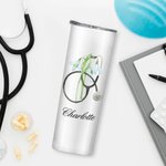 Estetoscopio Personalizado Flor de Nacimiento 20oz Vaso Delgado con Pajita y Cepillo Limpiador Regalo de Cumpleaños de Graduación para Enfermera Estud