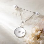 Personalized Pearls Something Blue Old Bridal Bouquet Charm Brooch Pin with Photo and Engraved Text Anniversary Wedding Gift for Bride