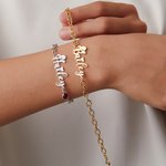 Personalizada occidental sombrero de vaquero Corazón Nombre pulsera con piedra de cumpleaños Aniversario Regalo para vaquera