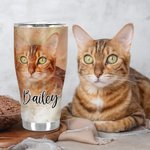 Gobelet Personnalisé avec Photo Animal Aquarelle et Prénom Gobelet avec Couvercle Étanche Paille Cadeau Anniversaire pour Amoureux Animal de Compagnie