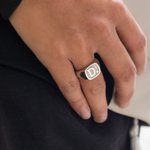 Personalisierte eingraviert Unisex Sterling Silber Initial Signet Ring Geburtstag Geschenk für Familie