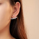 Personalisierte Adjustable Minimalist Birthstone Wrap Manschette Ohrringe mit Namen Geburtstag Jahrestag Schmuck Geschenk für Frauen