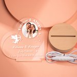 Plaque Acrylique Personnalisée avec Noms du Couple Motif Cupidon Coeur Décoration de Bureau Cadeau Anniversaire St Valentin pour Couple