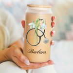Vaso de vidrio esmerilado de 20 oz con tapa de bambú y pajita Regalo de graduación de la Semana de la Enfermera para una enfermera doctora