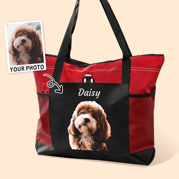 Personalizzato stile pittura ad olio ritratto di animale domestico foto grande capacità Tote Bag Regalo di compleanno anniversario per l'amante degli animali domestici