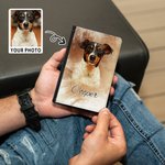Personalized Watercolour Photo Pet Portrait Passport Cover with Name Birthday Travel Gift for Pet Lover