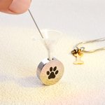 Personalised Engraved Pet Photo & Paw Ashes Necklace with Free Funnel Kit and Bag Memorial Keepsake Gift for Dog Cat Pet Lovers