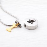 Personalised Engraved Pet Photo & Paw Ashes Necklace with Free Funnel Kit and Bag Memorial Keepsake Gift for Dog Cat Pet Lovers