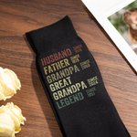 Personalized Husband Father Grandpa Legend Cotton Soft Crew Socks with Text Funny Father's Day Birthday Gift for Men