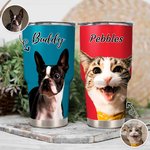 Gepersonaliseerde Mutil-kleurige Olieverfschilderij Huisdier Foto 30oz Tumbler met Naam Verjaardag Verjaardagscadeau voor Huisdierliefhebber
