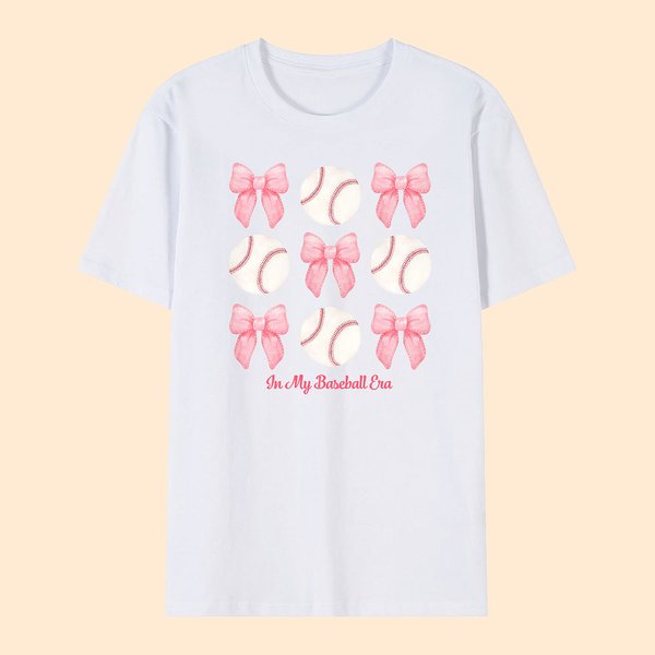 Personalised Coquette Bow Football Basketball Sport Adult T-Shirt with Name Birthday Anniversary Gift for Women