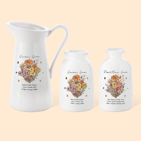 Gepersonaliseerde Geboorte Bloemen Boeket Keramische Vaas Home Decoratie Moederdag Verjaardagscadeau voor oma Moeder
