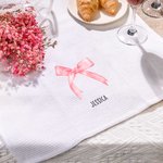 Personalisierte 100% Baumwolle Rosa Coquette Bow Küchentuch mit Namen Super saugfähig Housewarming Geschenk für Familie