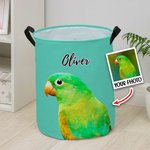 Personalisierte wasserdichtes Haustier Porträt Ölmalerei Wäsche Aufbewahrungskorb mit Namen und Griff Geburtstag Geschenk für Tierliebhaber