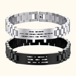 Bracciale da uomo con codice Morse inciso personalizzato e messaggio segreto Regalo per la festa del papà e l'anniversario per lui