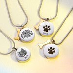 Personalised Engraved Pet Photo & Paw Ashes Necklace with Free Funnel Kit and Bag Memorial Keepsake Gift for Dog Cat Pet Lovers