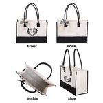 Personalised Flower Wreath Initial Canvas Tote Bag with Waterproof Liner Beach Party Birthday Gift for Women
