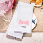Personalisierte 100% Baumwolle Rosa Coquette Bow Küchentuch mit Namen Super saugfähig Housewarming Geschenk für Familie