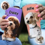 Gepersonaliseerde Mutil-kleurige Olieverfschilderij Huisdier Foto 30oz Tumbler met Naam Verjaardag Verjaardagscadeau voor Huisdierliefhebber