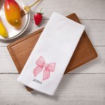 Personalisierte 100% Baumwolle Rosa Coquette Bow Küchentuch mit Namen Super saugfähig Housewarming Geschenk für Familie