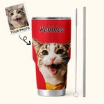 Gepersonaliseerde Mutil-kleurige Olieverfschilderij Huisdier Foto 30oz Tumbler met Naam Verjaardag Verjaardagscadeau voor Huisdierliefhebber