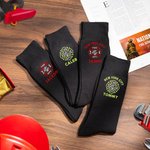 Personalized Fire Department Logo 100% Cotton Breathable Mid-calf Men's Socks with City and Name Birthday Graduation Gift for Firefighter