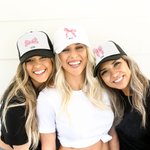 Personalized Trendy Pink Coquette Bow Lorryer Hat Mesh Baseball Cap with Adjustable Snapback and Name Birthday Sport Summer Gift for Women Girls