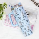 Personalised Colourful Pet Photo and Paw 40oz Food-grade Stainless Steel Tumbler with Name Birthday Gift for Dog Cat Pet Lovers