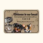 Alfombrilla personalizada Welcome to Our House Door 1-6 Imágenes de mascotas con nombre Regalo de inauguración de la casa Aniversario para amantes de las mascotas