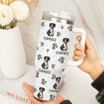 Personalised Colourful Pet Photo and Paw 40oz Food-grade Stainless Steel Tumbler with Name Birthday Gift for Dog Cat Pet Lovers
