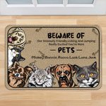 Personalised Beware of Pet My Intensely Friend 1-6 Pet Images Floor mat Door Mat with Name Housewarming Anniversary Gift for Pet Lover