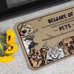 Personalised Beware of Pet My Intensely Friend 1-6 Pet Images Floor mat Door Mat with Name Housewarming Anniversary Gift for Pet Lover