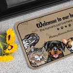 Alfombrilla personalizada Welcome to Our House Door 1-6 Imágenes de mascotas con nombre Regalo de inauguración de la casa Aniversario para amantes de las mascotas