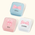 Personalizado Coquette rosa lindo arco de la PU de cuero caja de joyería con el nombre del Día del Niño Cumpleaños de regalo para ella