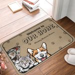 Personalised Welcome to Our Home 1-6 Pet Images Floor Mat with Name Housewarming Anniversary Gift for Pet Lover