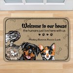 Alfombrilla personalizada Welcome to Our House Door 1-6 Imágenes de mascotas con nombre Regalo de inauguración de la casa Aniversario para amantes de las mascotas
