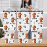 Personalised Colourful Pet Photo and Paw 40oz Food-grade Stainless Steel Tumbler with Name Birthday Gift for Dog Cat Pet Lovers