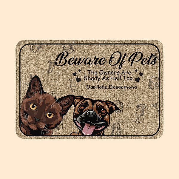 Alfombrilla personalizada Because Of Pets 1-6 con nombre Regalo de aniversario para amantes de las mascotas