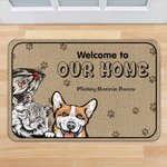 Personalised Welcome to Our Home 1-6 Pet Images Floor Mat with Name Housewarming Anniversary Gift for Pet Lover
