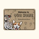Personalised Welcome to Our Home 1-6 Pet Images Floor Mat with Name Housewarming Anniversary Gift for Pet Lover