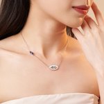Personalised Guardian Evil Eye Protection Necklace with 1-5 Birthstones Birthday Anniversary Family Jewellery Gift for Women