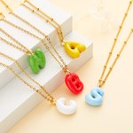 Personalized Colourful Macaron 3D Bubble Balloon Initial Necklace Birthday Anniversary Gift for Her