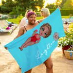 Personalisiertes saugfähiges Cartoon Mädchen Strandtuch mit Geburtsblume und Namen Mehrfarbiges weiches Handtuch Urlaub Strand Geschenk für Freunde