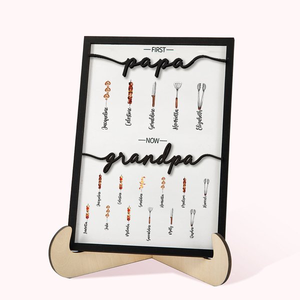 Plaque en Bois Personnalisée avec Nom de l'Enfant et Motif Cadeau de Fête des Pères d'Anniversaire pour Papa Grand-père